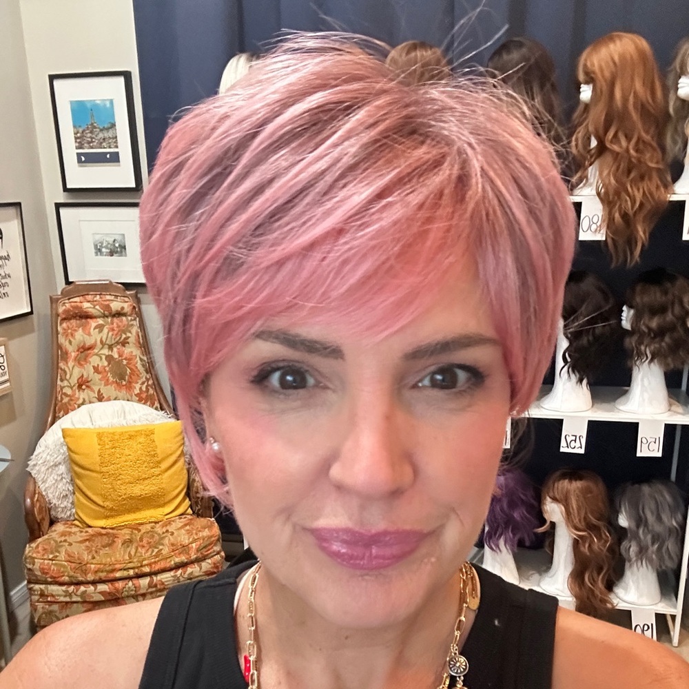064 'Pinkerbell" Pixie Ombré Root Short Shag, Synthetic high quality FULL WIG